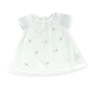 Janie and Jack White Button-Up Infant Dress with Floral Embroidery - 18-24m